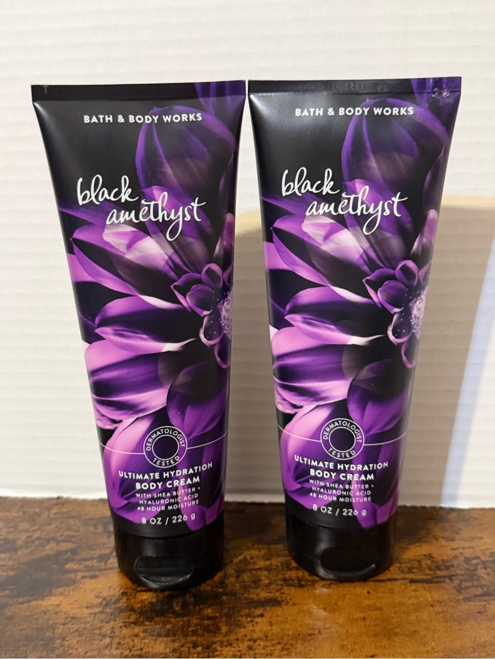 2 Bath & Body Works Black Amethyst Body Creams New, Peony, Amber, Sandalwood
